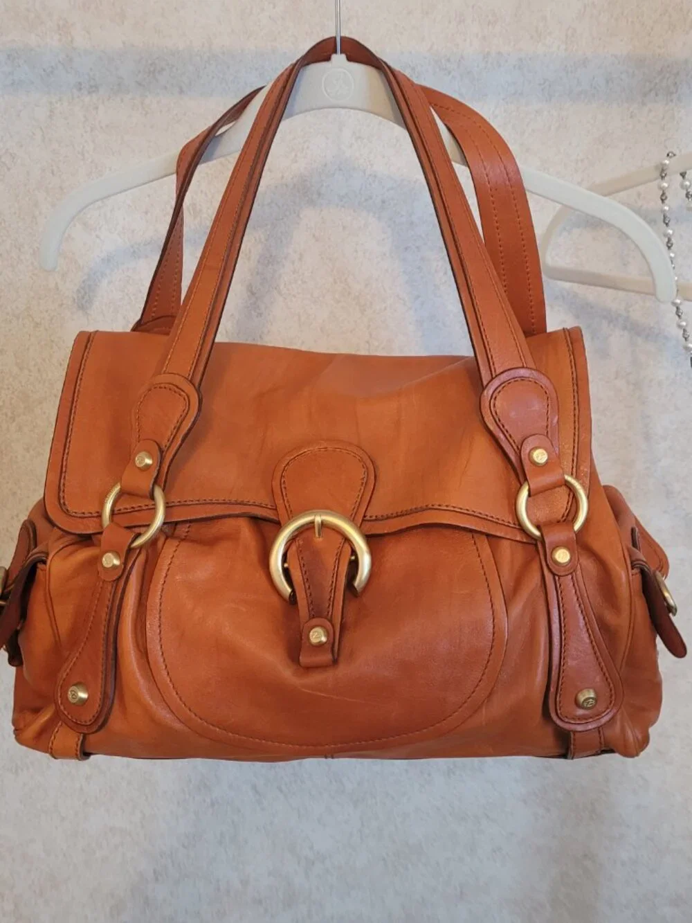 Leather Hobo Bag Francesco Biasia Orange